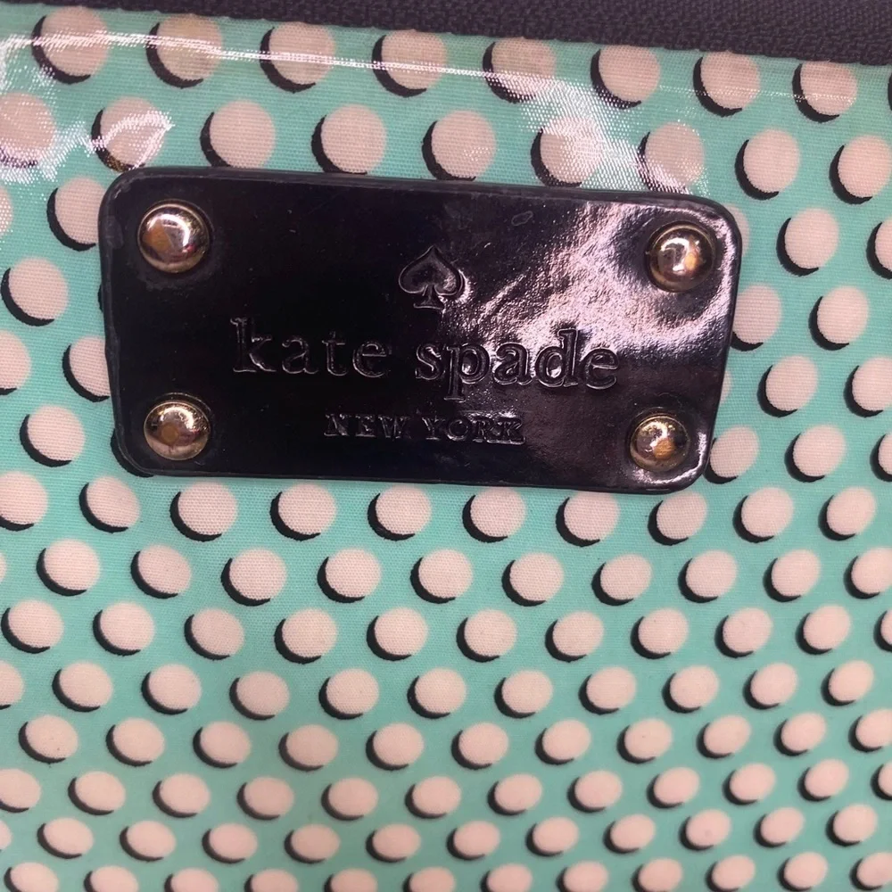 Kate Spade Small mint green polka zippered pouch